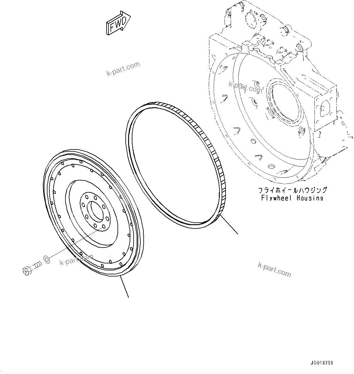 Komatsu parts book diagram for SAA6D107E-1CC S/N 26540705-UP (For GD655-5/GD675-5): FLYWHEEL (#26540705-)