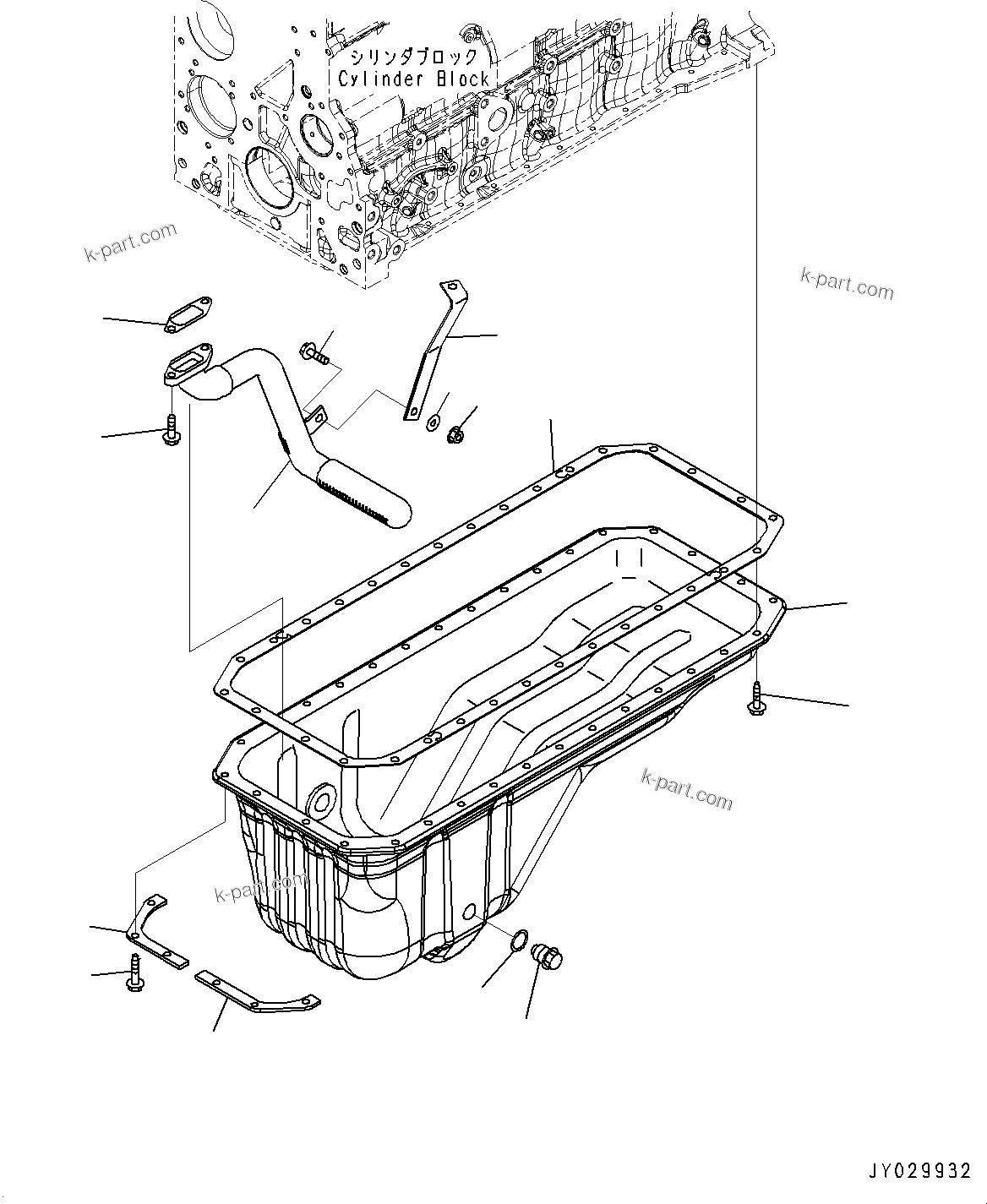 Komatsu parts book diagram for SAA6D107E-1CC S/N 26540705-UP (For GD655-5/GD675-5): ENGINE OIL PAN (#26540705-)