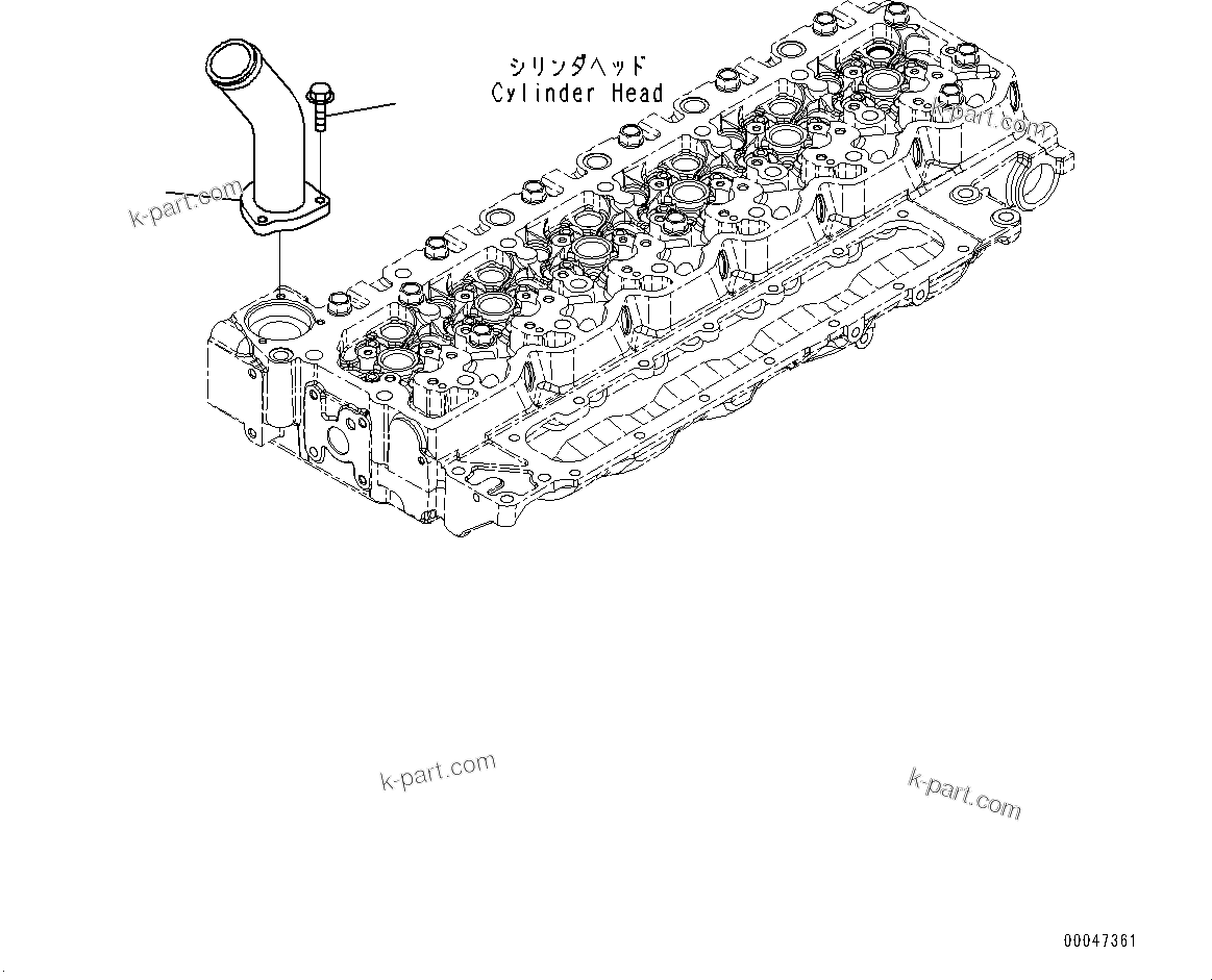 Komatsu parts book diagram for SAA6D107E-1CC S/N 26540705-UP (For GD655-5/GD675-5): WATER OUTLET CONNECTOR (#26540705-)