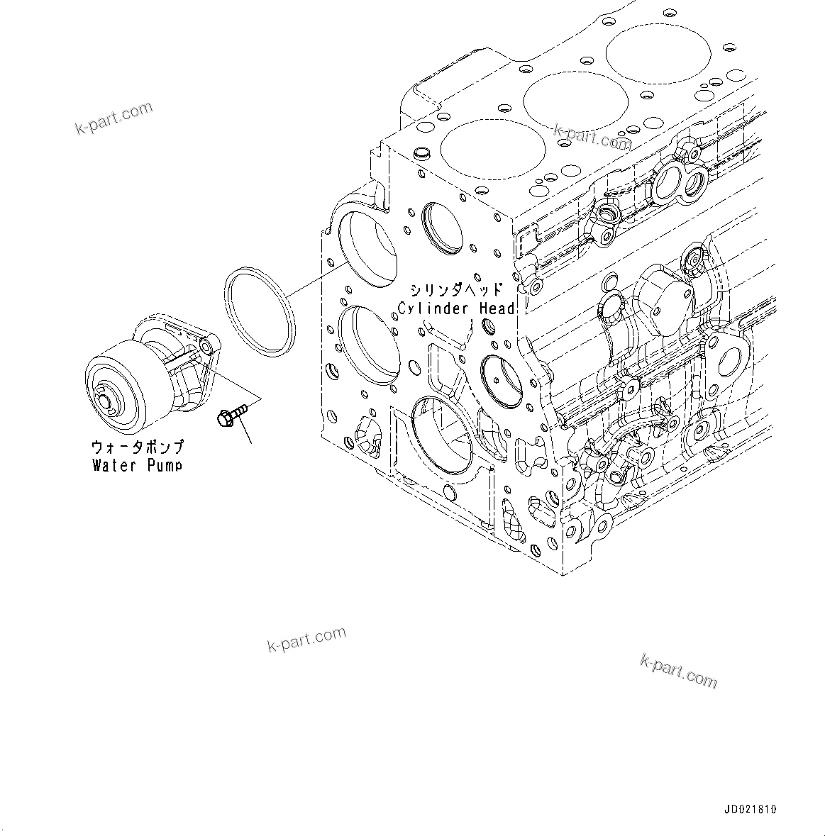 Komatsu parts book diagram for SAA6D107E-1CC S/N 26540705-UP (For GD655-5/GD675-5): WATER PUMP MOUNTING (#26582083-)