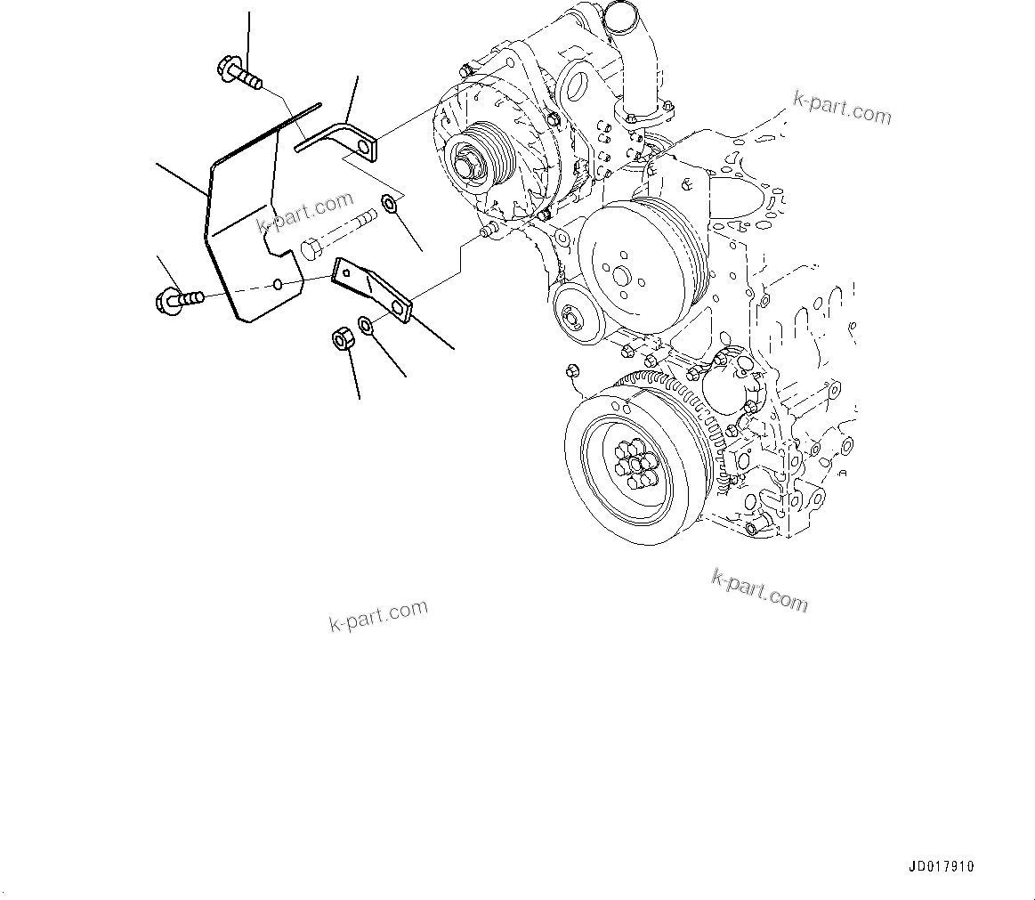 Komatsu parts book diagram for SAA6D107E-1CC S/N 26540705-UP (For GD655-5/GD675-5): ALTERNATOR, GUARD (#26540705-)