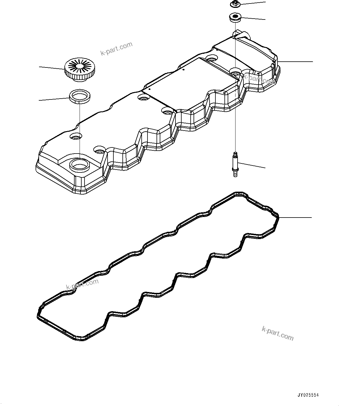 Komatsu parts book diagram for SAA6D107E-1D S/N 26537463-UP (For WA380-6): CYLINDER HEAD COVER (#26537463-)