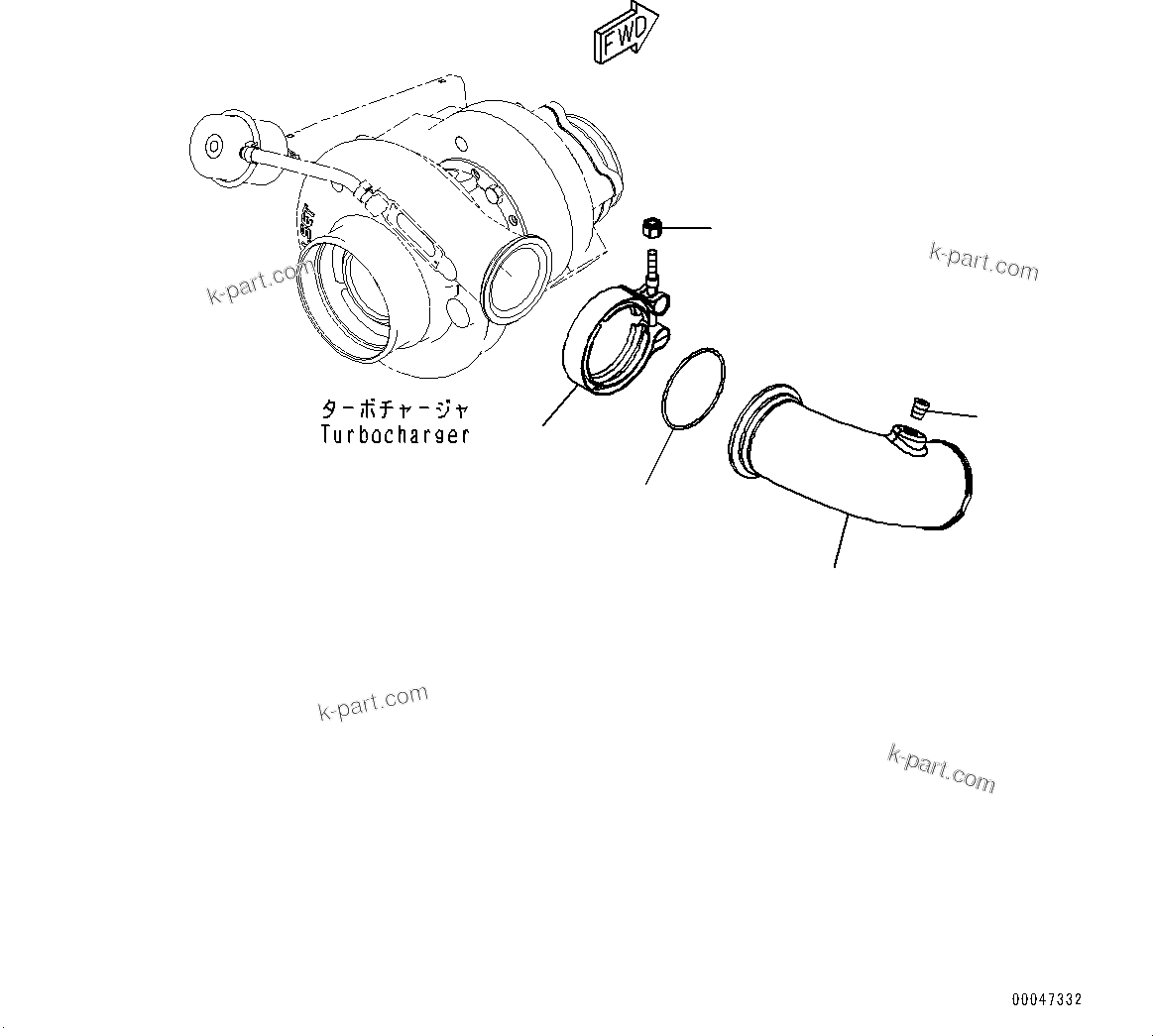 Komatsu parts book diagram for SAA6D107E-1D S/N 26537463-UP (For WA380-6): AIR TRANSFER CONNECTION (#26537463-)