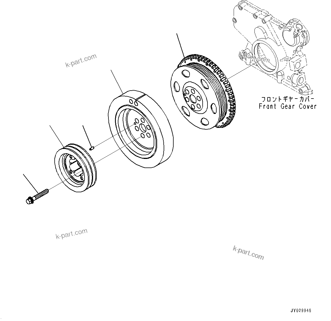 Komatsu parts book diagram for SAA6D107E-1D S/N 26537463-UP (For WA380-6): VIBRATION DAMPER (#26537463-)