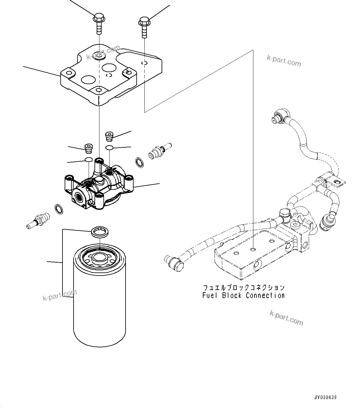 Komatsu parts book diagram for SAA6D107E-1D S/N 26537463-UP (For WA380-6): FUEL FILTER (#26544422-)