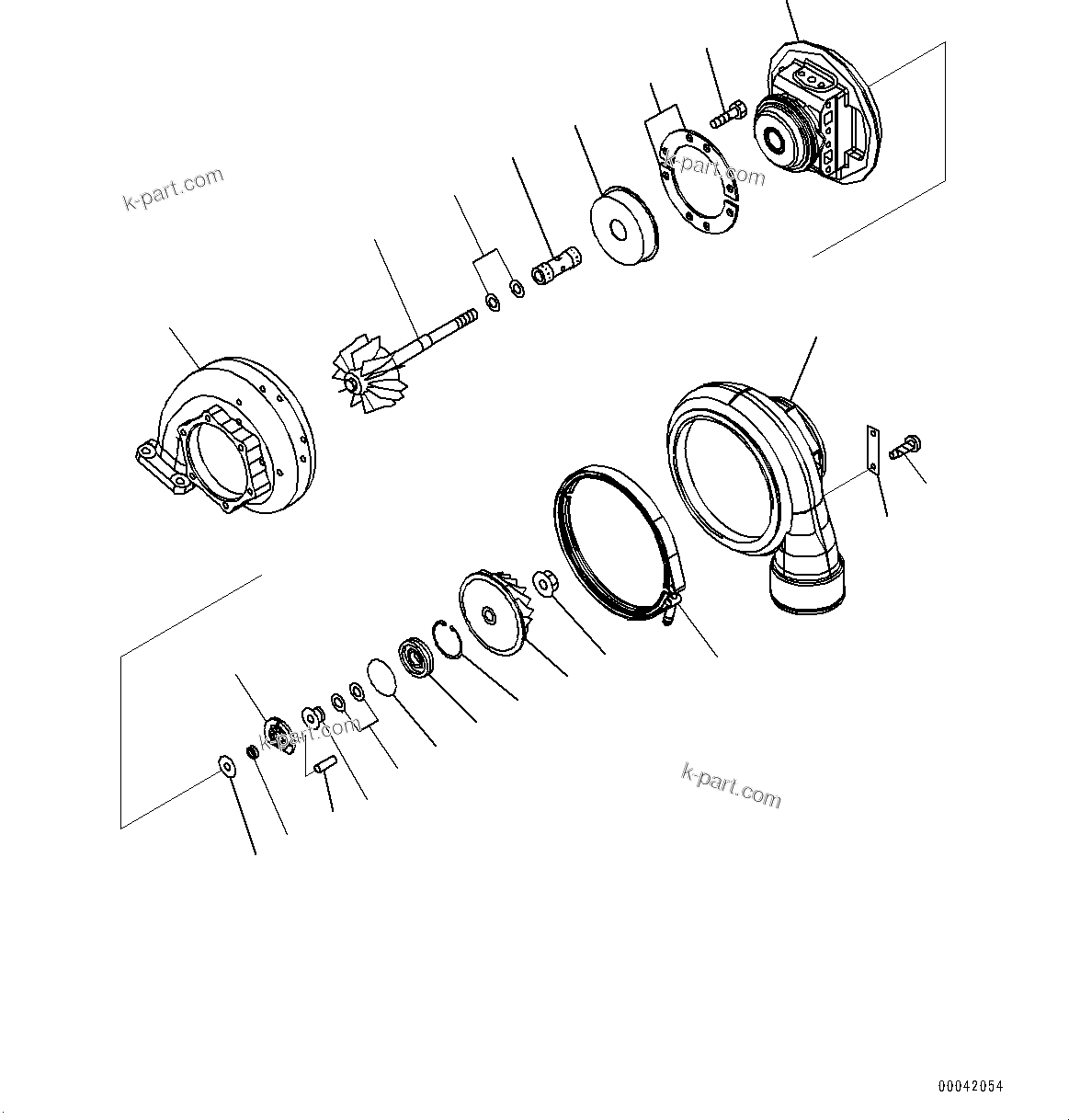 Komatsu parts book diagram for SAA6D140E-5G S/N 535751-UP (For D155AX-6): TURBOCHARGER, INNER PARTS (#535751-)
