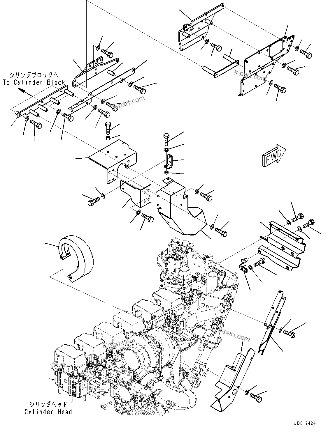 Komatsu parts book diagram for SAA6D140E-5G S/N 535751-UP (For D155AX-6): HEAT SHIELD (#535751-)
