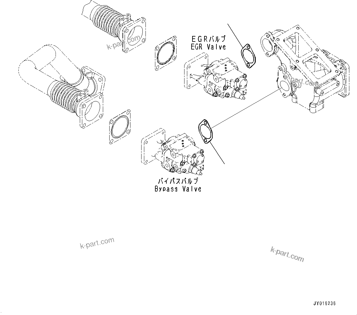 Komatsu parts book diagram for SAA6D140E-5G S/N 535751-UP (For D155AX-6): EXHAUST GAS RE-CIRCULATION (EGR) VALVE, GASKET (#535751-)