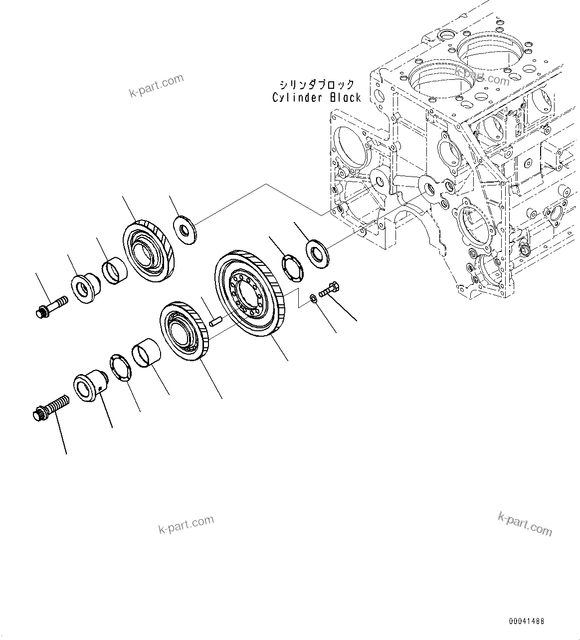 Komatsu parts book diagram for SAA6D140E-5G S/N 535751-UP (For D155AX-6): IDLE GEARS (#535751-)