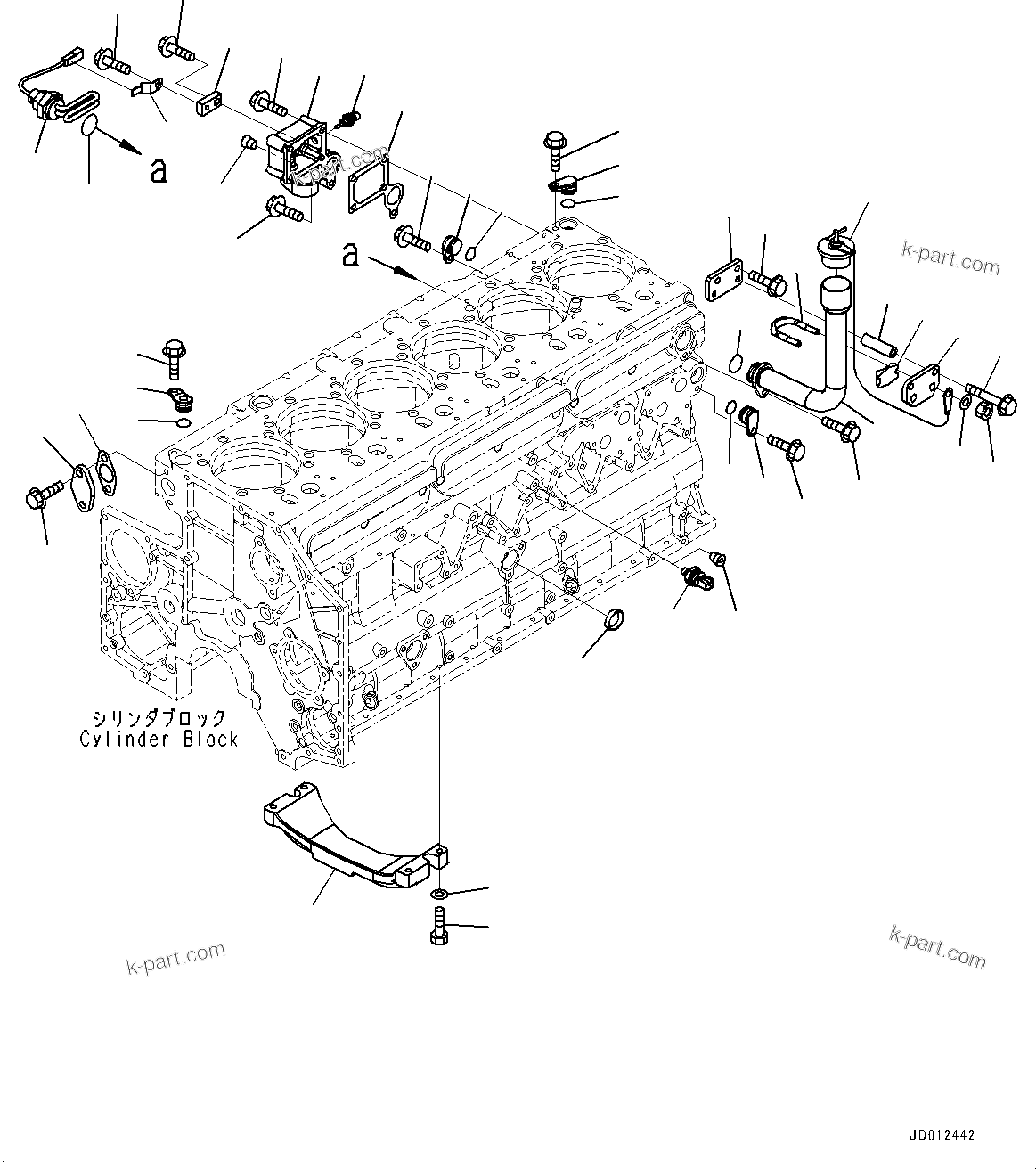 Komatsu parts book diagram for SAA6D140E-5G S/N 535751-UP (For D155AX-6): CYLINDER BLOCK ACCESSORY (#535751-)
