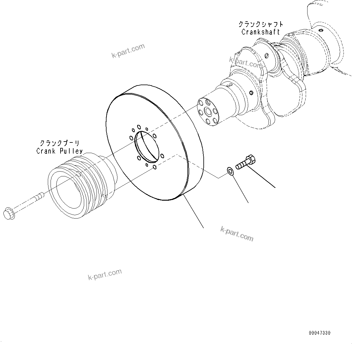 Komatsu parts book diagram for SAA6D140E-5G S/N 535751-UP (For D155AX-6): VIBRATION DAMPER (#535751-)