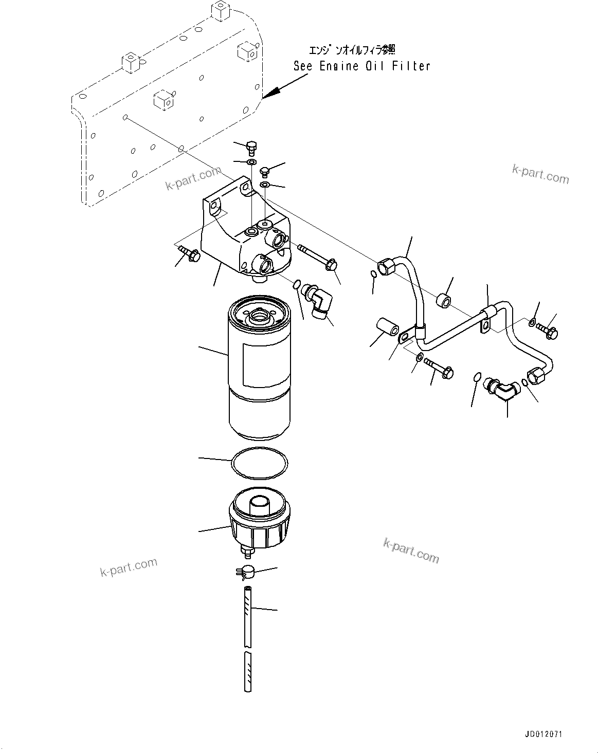 Komatsu parts book diagram for SAA6D140E-5G S/N 535751-UP (For D155AX-6): FUEL PREFILTER (#535751-)