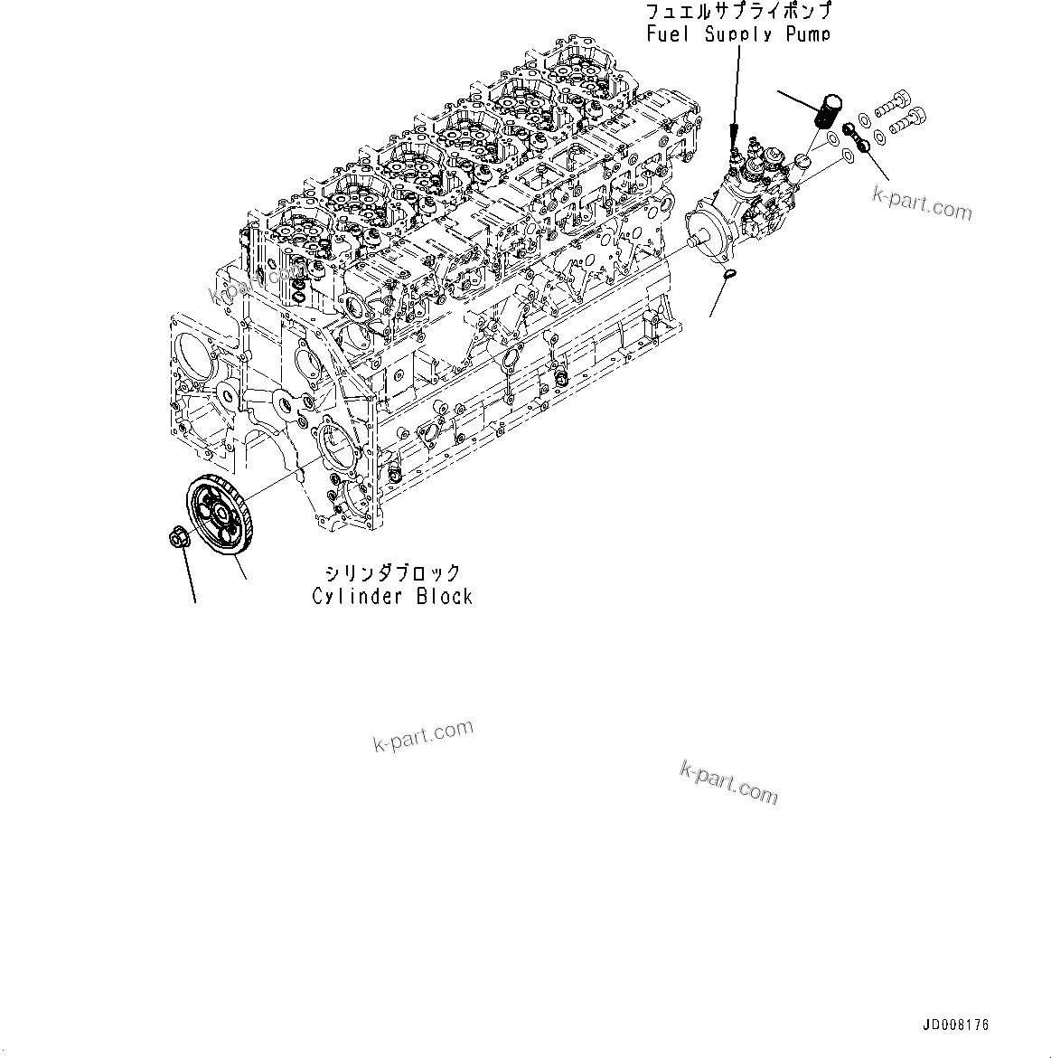 Komatsu parts book diagram for SAA6D140E-5G S/N 535751-UP (For D155AX-6): FUEL SUPPLY PUMP, DRIVE GEAR (#535751-)