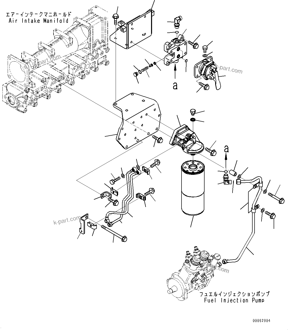 Komatsu parts book diagram for SAA6D140E-5G S/N 535751-UP (For D155AX-6): FUEL FILTER UNIT (#535751-535904)