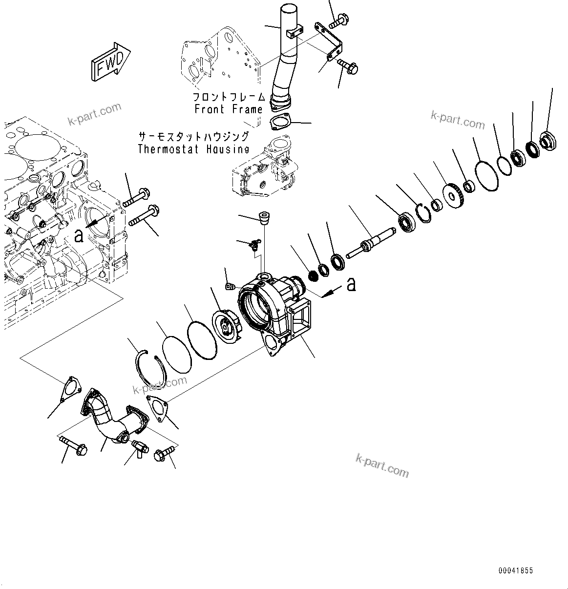 Komatsu parts book diagram for SAA6D140E-5G S/N 535751-UP (For D155AX-6): WATER PUMP, INNER PARTS (#535751-538200)