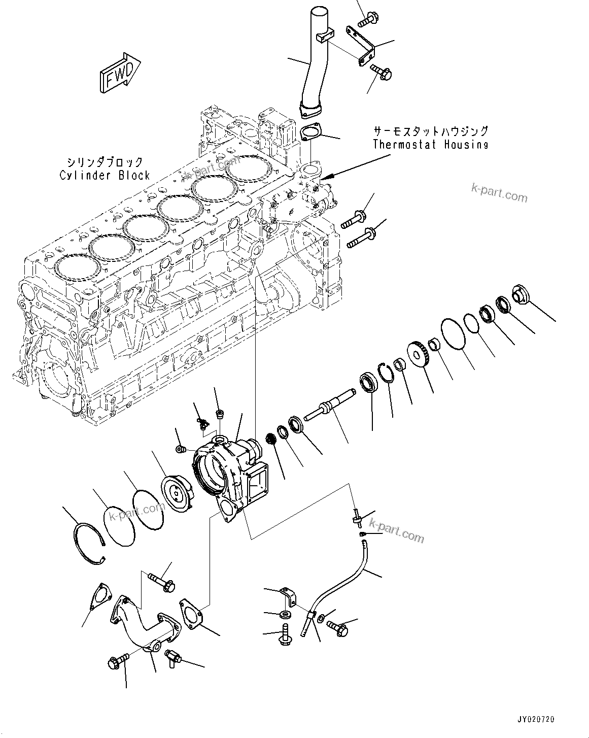 Komatsu parts book diagram for SAA6D140E-5G S/N 535751-UP (For D155AX-6): WATER PUMP, INNER PARTS (#538201-)