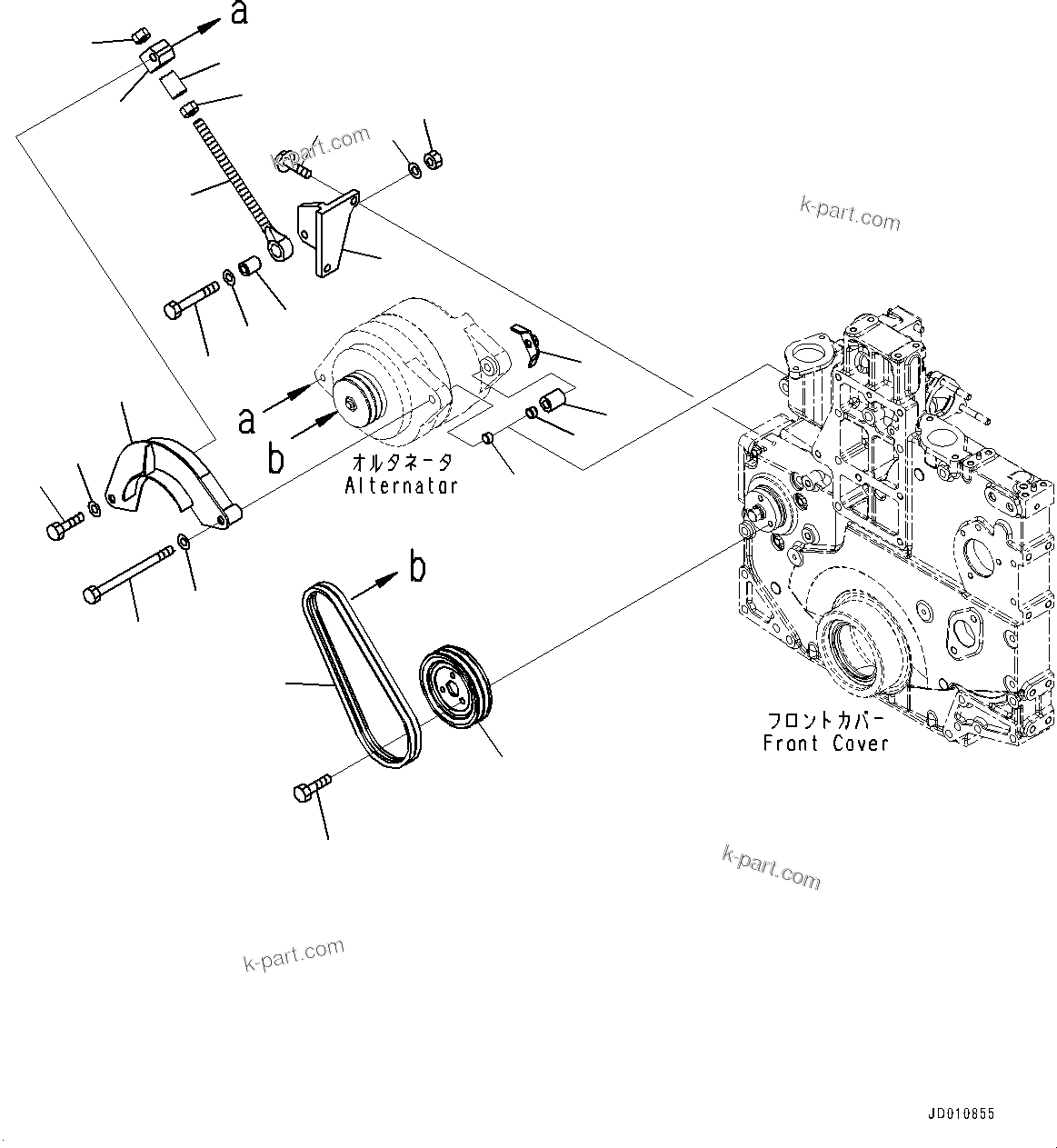 Komatsu parts book diagram for SAA6D140E-5G S/N 535751-UP (For D155AX-6): ALTERNATOR, MOUNTING PARTS (#535751-)