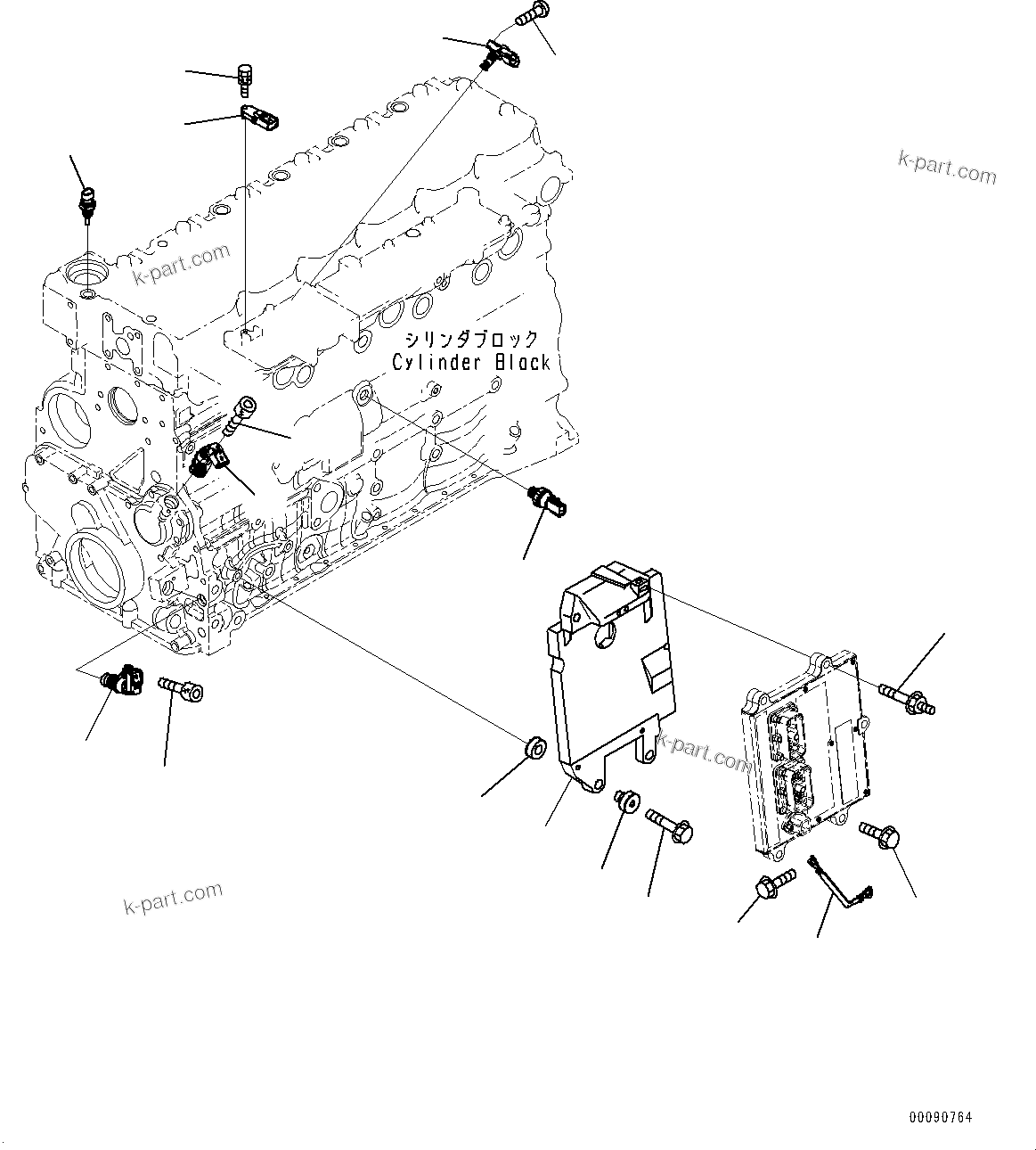 Komatsu parts book diagram for SAA6D107E-1E S/N 26537659-UP (For PC270-8/PC270LC-8/PC290LC-8): ENGINE CONTROLLER RELATED PARTS (#26537569-)