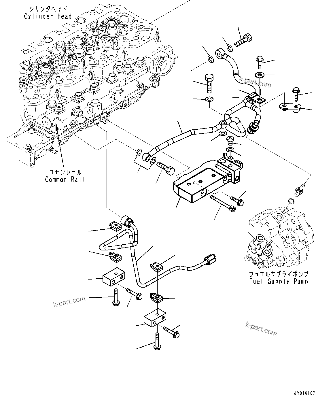 Komatsu parts book diagram for SAA6D107E-1E S/N 26537659-UP (For PC270-8/PC270LC-8/PC290LC-8): FUEL PIPING (#26537659-)
