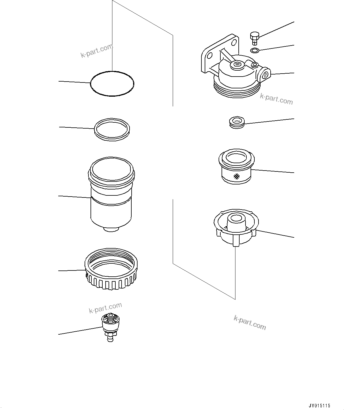 Komatsu parts book diagram for SAA6D107E-1E S/N 26537659-UP (For PC270-8/PC270LC-8/PC290LC-8): WATER SEPARATOR (#26541014-)