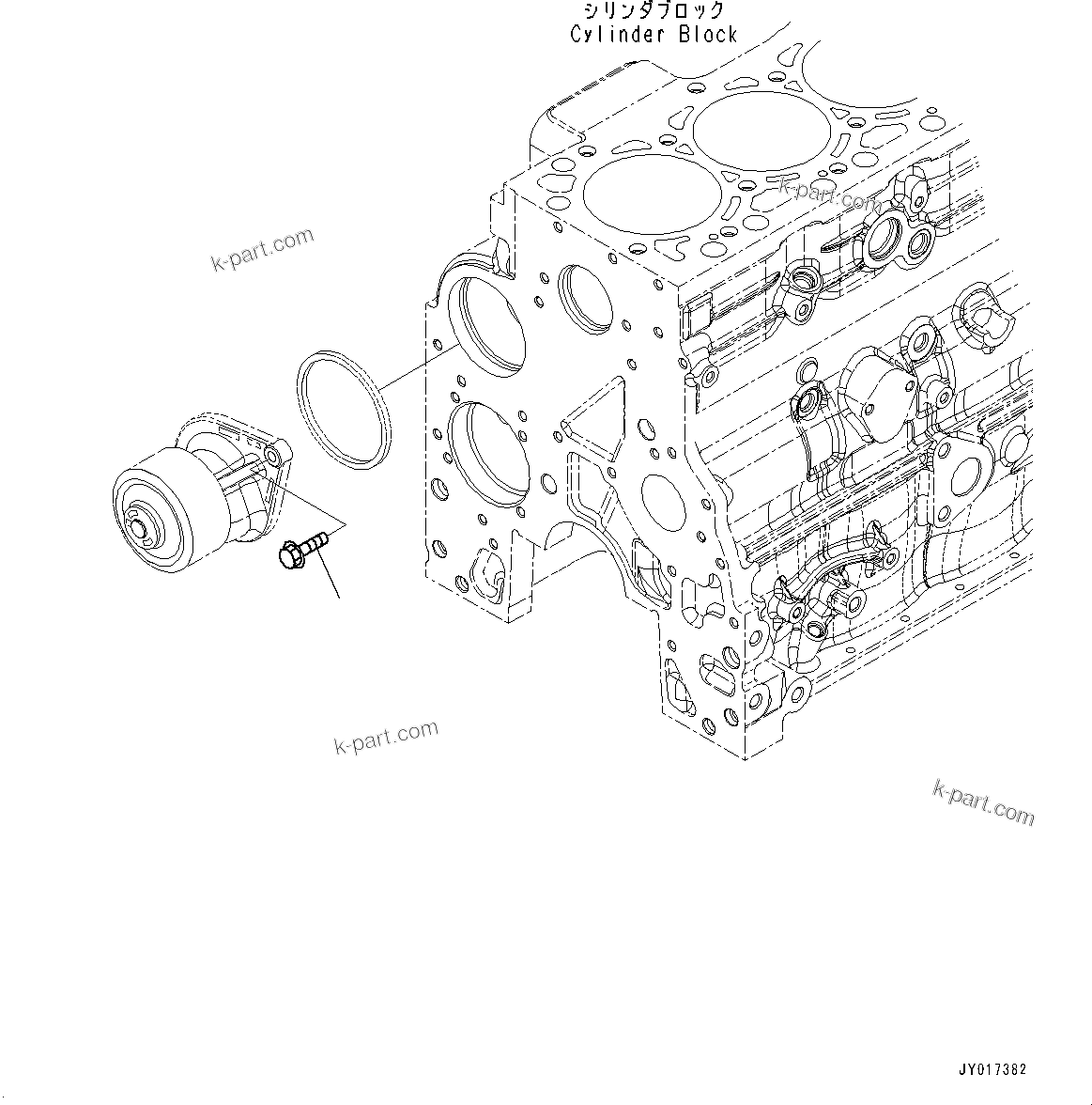 Komatsu parts book diagram for SAA6D107E-1E S/N 26537659-UP (For PC270-8/PC270LC-8/PC290LC-8): WATER PUMP MOUNTING, MOUNTING BOLT (#26573327-)