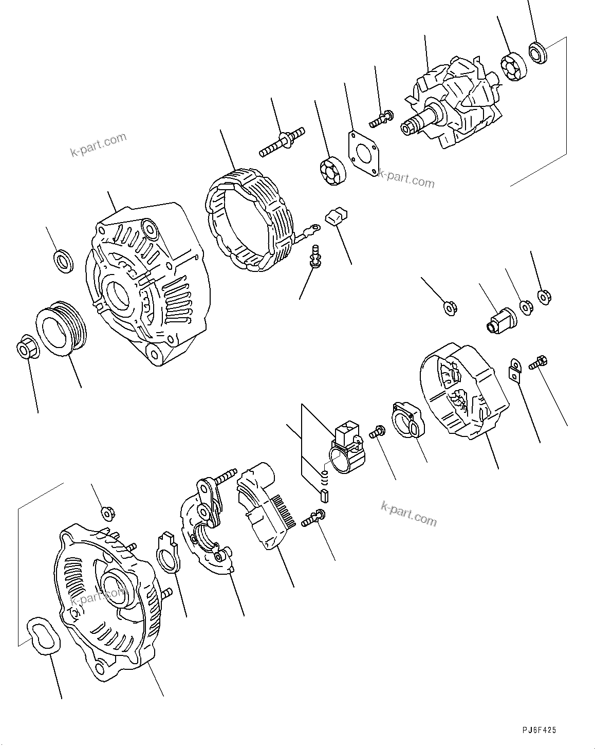 Komatsu parts book diagram for SAA6D107E-1E S/N 26537659-UP (For PC270-8/PC270LC-8/PC290LC-8): ALTERNATOR (#26537659-)