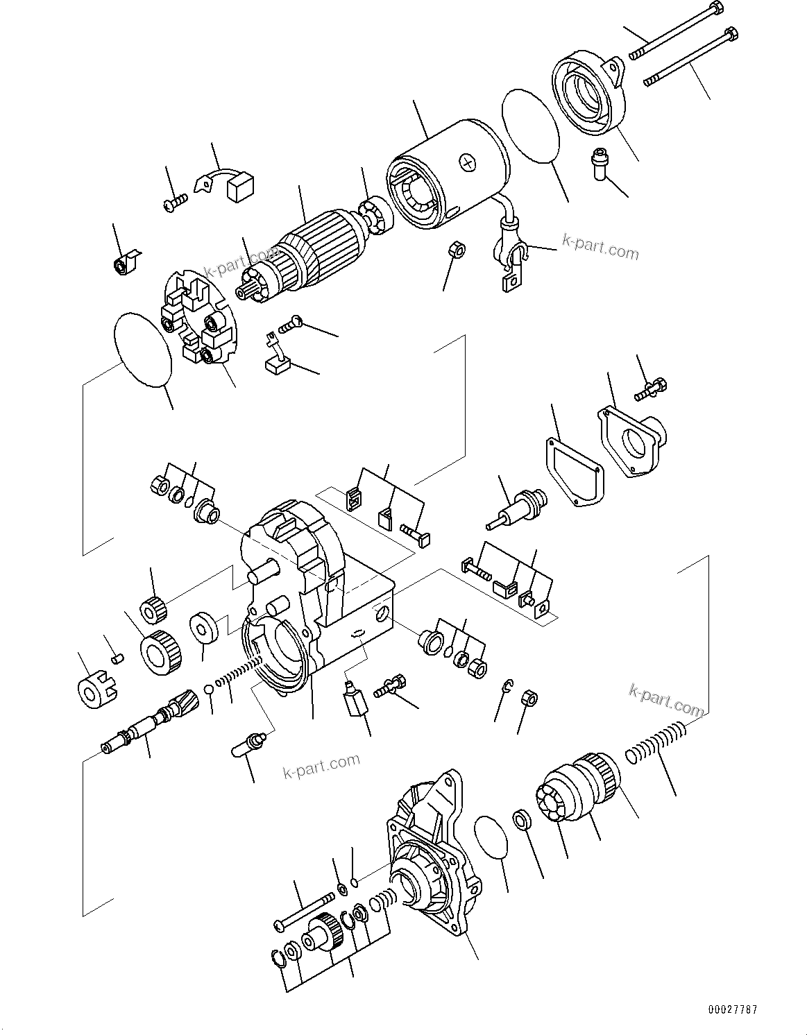 Komatsu parts book diagram for SAA6D107E-1E S/N 26537659-UP (For PC270-8/PC270LC-8/PC290LC-8): STARTING MOTOR, INNER PARTS (#26537659-)