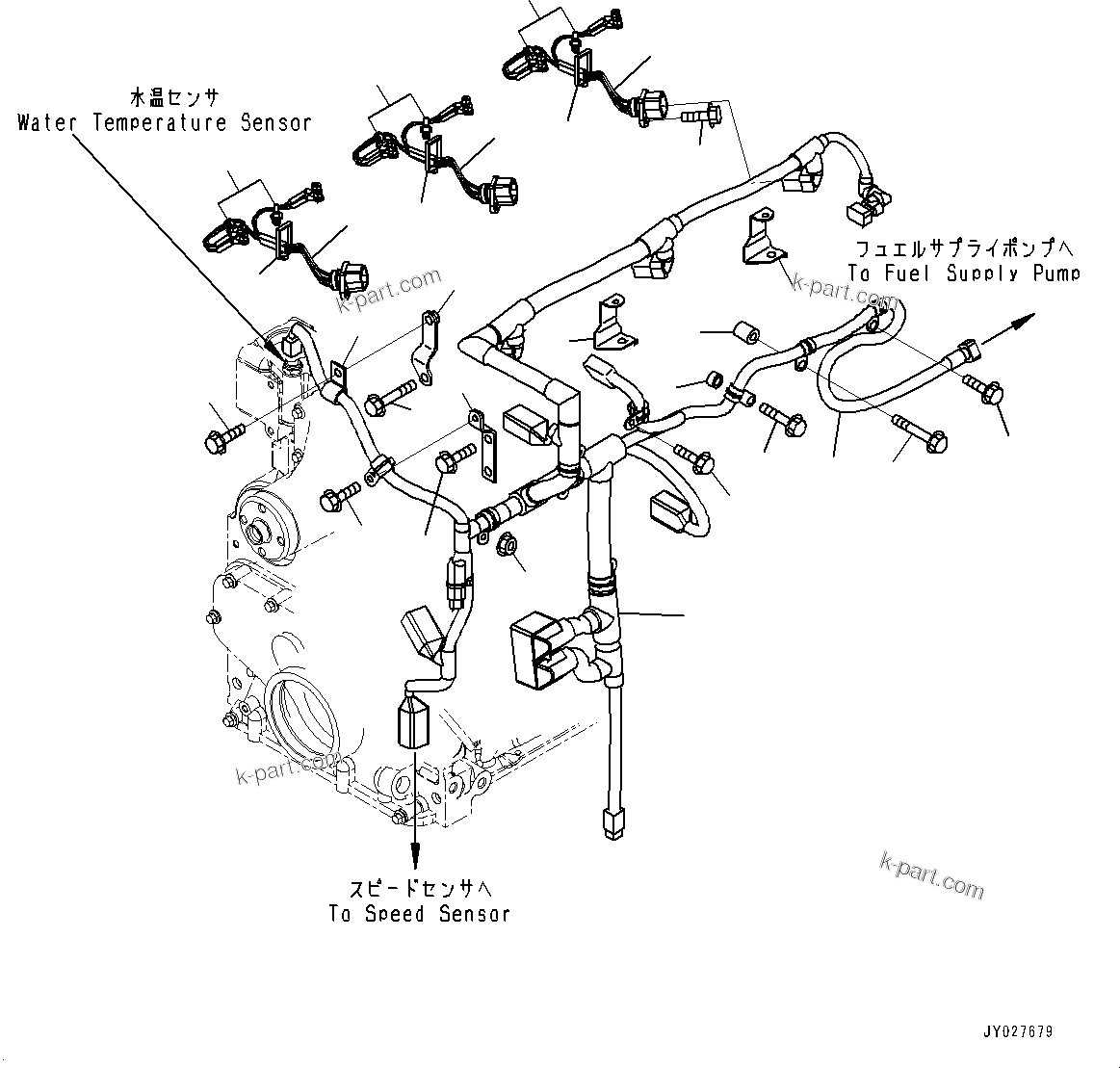 Komatsu parts book diagram for SAA6D107E-1E S/N 26537659-UP (For PC270-8/PC270LC-8/PC290LC-8): WIRING HARNESS (#26537659-)