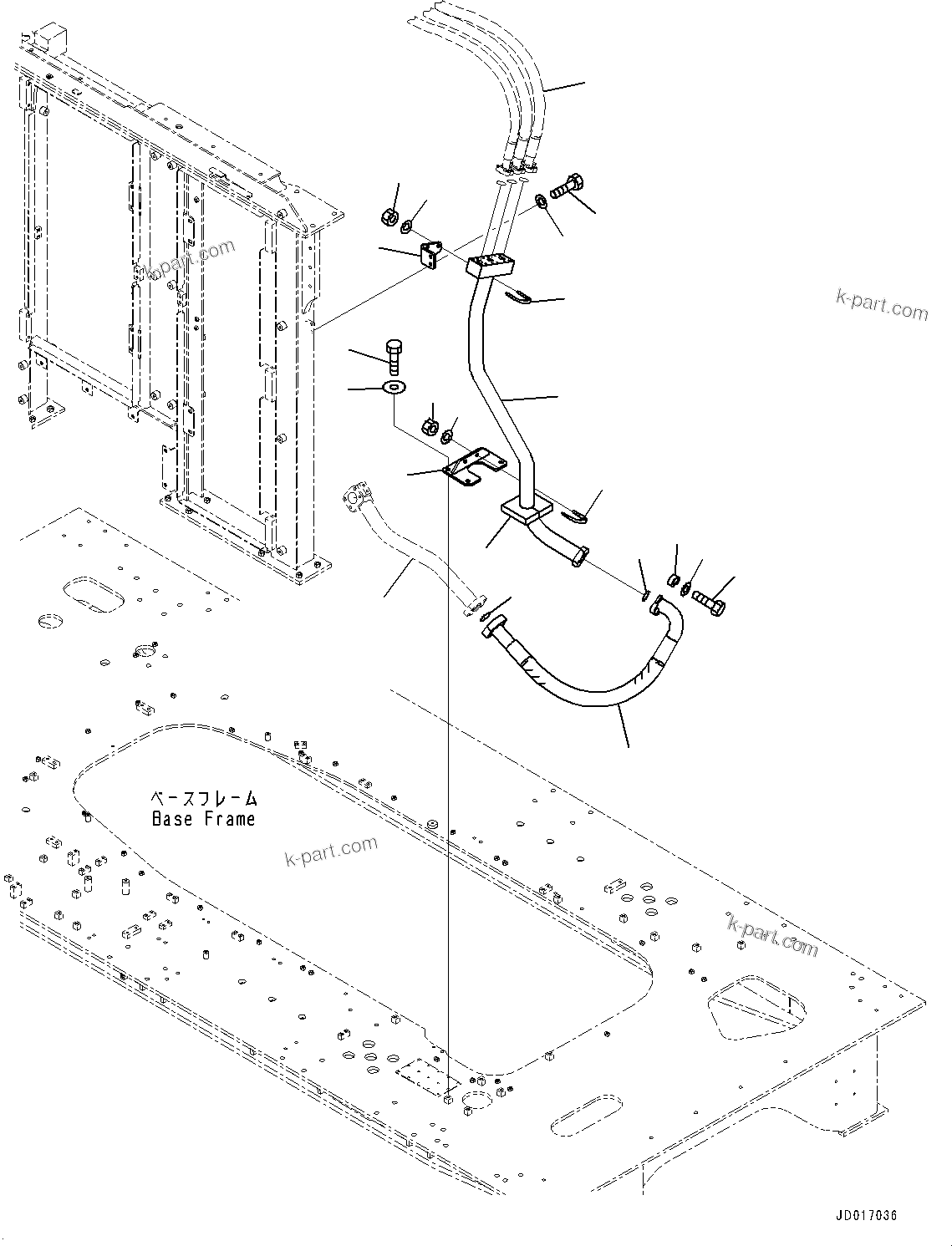 Komatsu parts book diagram for PC2000-8 S/N 20196-UP: DRAIN PIPING, PIPING, POWER CONTAINER SIDE (2/2) (#20196-)