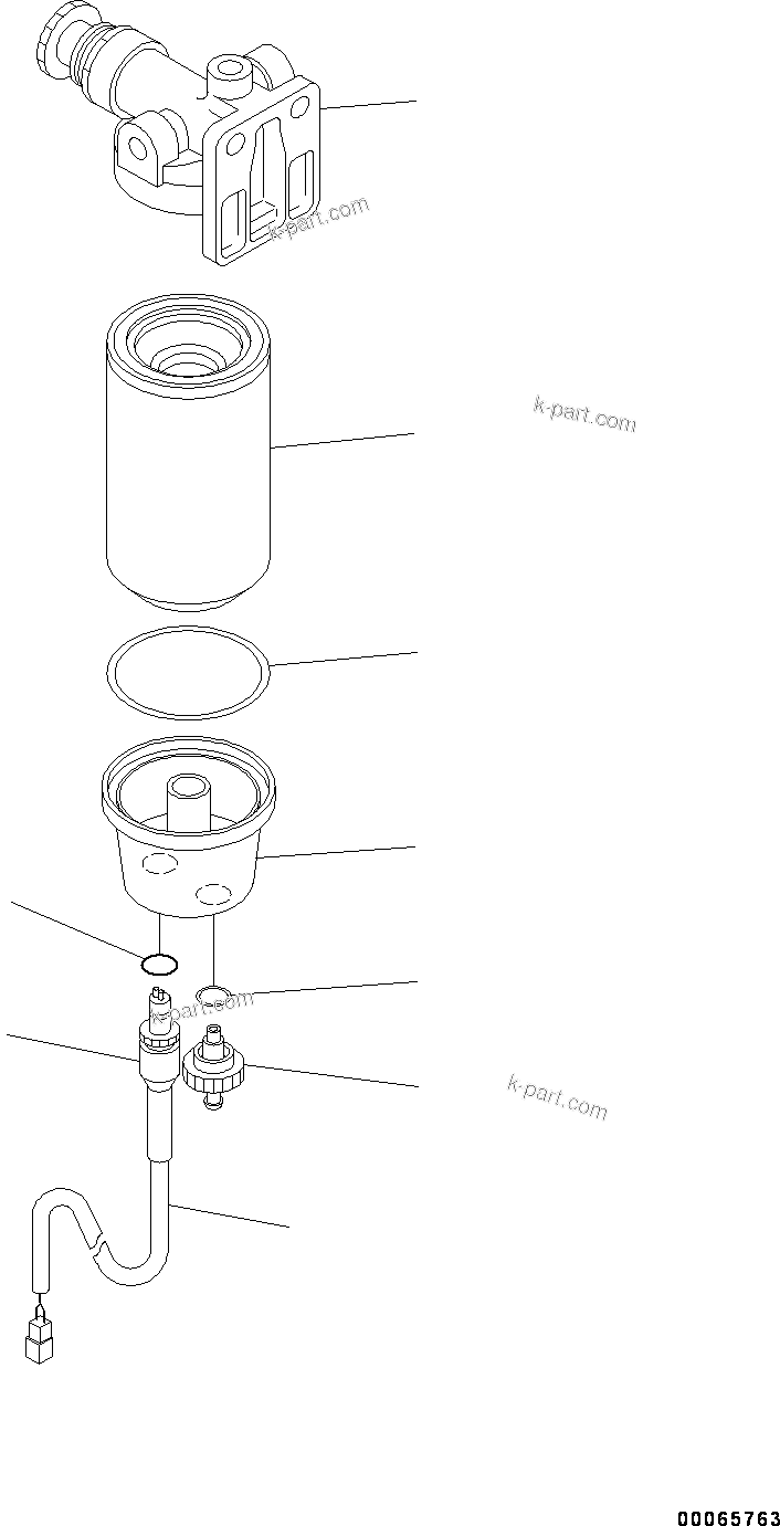 Komatsu parts book diagram for SAA6D107E-1H S/N 26506237-UP (For WA250-6/WA250PZ-6): FUEL FILTER AND PIPING (#26508697-26548599)