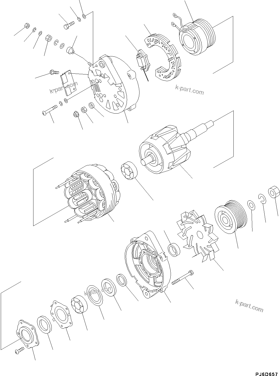 Komatsu parts book diagram for SAA6D107E-1H S/N 26506237-UP (For WA250-6/WA250PZ-6): ALTERNATOR,  (#26506237-26593639)