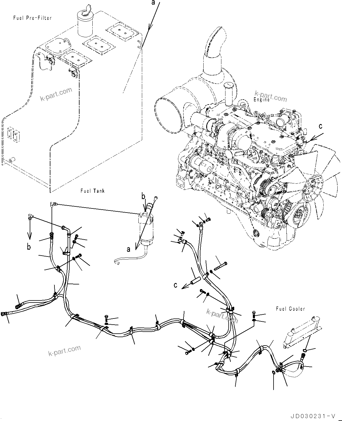 Komatsu parts book diagram for PC228USLC-8 S/N 50001-UP: FUEL SUPPLY PIPING, FUEL PIPING