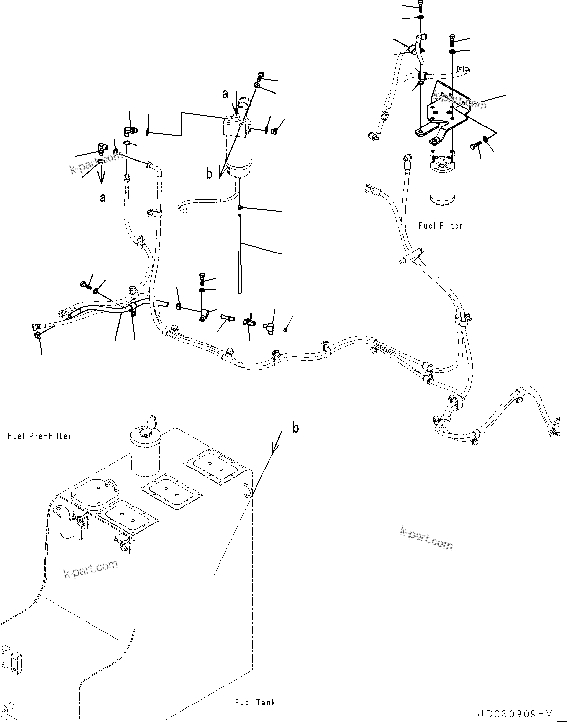 Komatsu parts book diagram for PC228USLC-8 S/N 50001-UP: FUEL SUPPLY PIPING, REMOTE DRAIN
