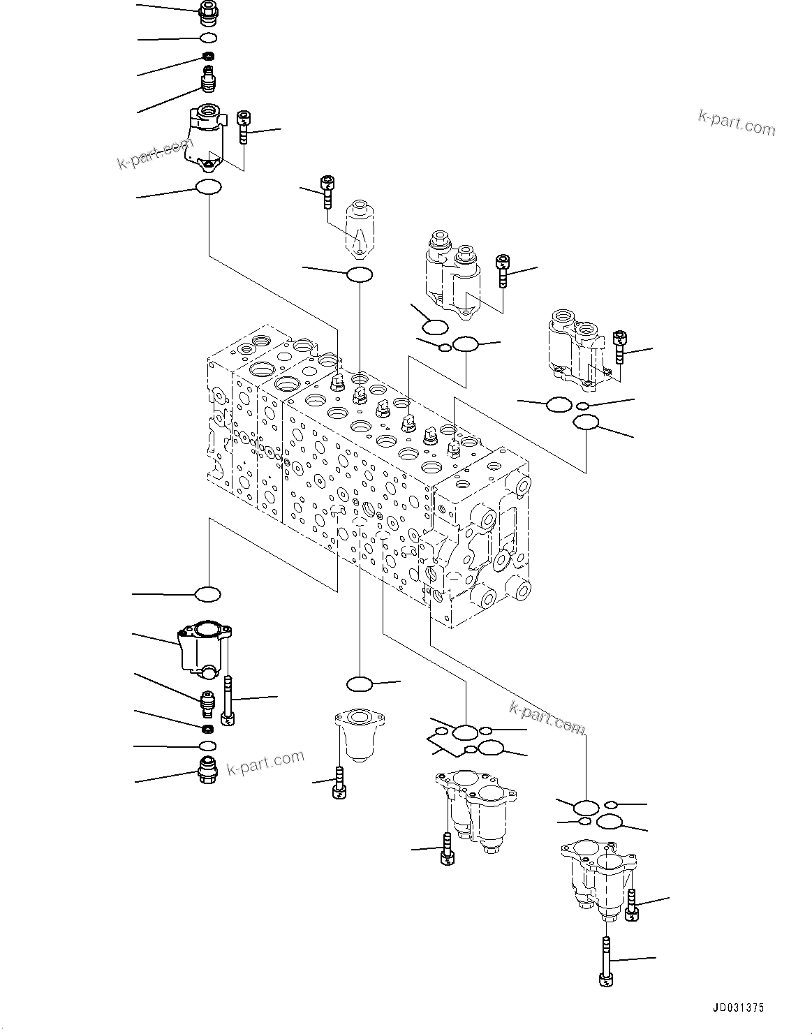 Komatsu parts book diagram for PC228USLC-8 S/N 50001-UP: MAIN CONTROL VALVE, 2-ADDITIONAL ACTUATOR PIPING, FOR EU (4/23)