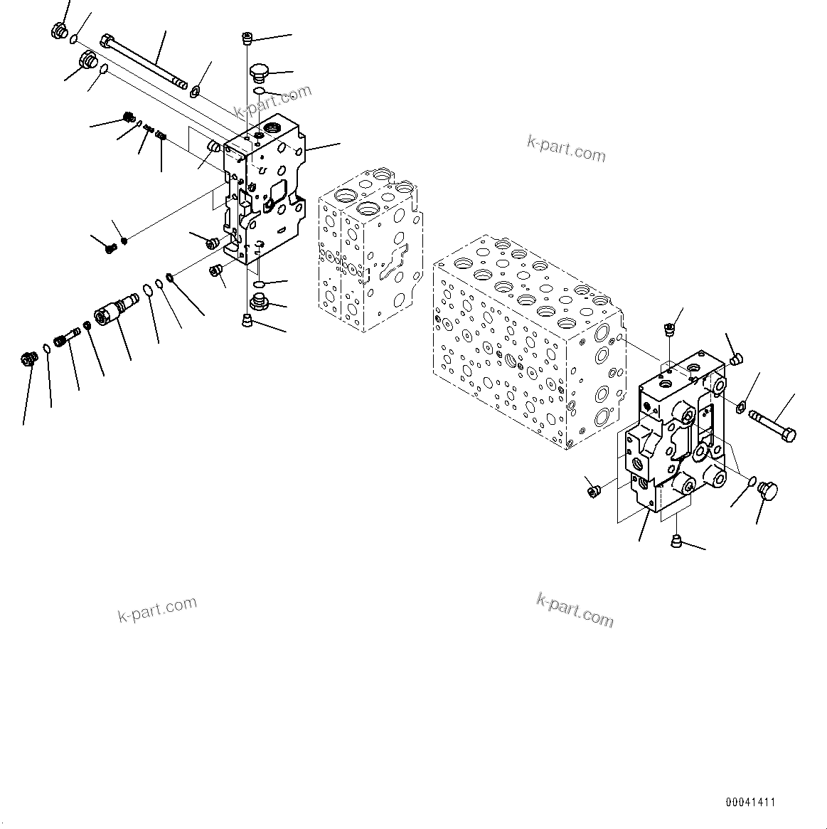 Komatsu parts book diagram for PC228USLC-8 S/N 50001-UP: MAIN CONTROL VALVE, 2-ADDITIONAL ACTUATOR PIPING, FOR EU (7/23)