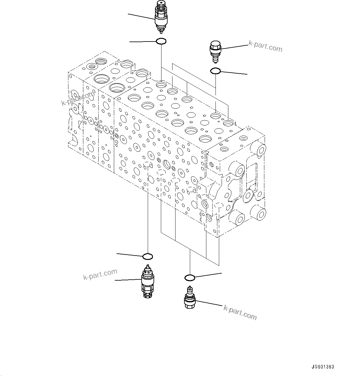 Komatsu parts book diagram for PC228USLC-8 S/N 50001-UP: MAIN CONTROL VALVE, 2-ADDITIONAL ACTUATOR PIPING, FOR EU (12/23)