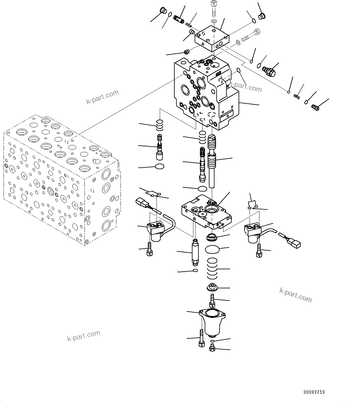 Komatsu parts book diagram for PC228USLC-8 S/N 50001-UP: MAIN CONTROL VALVE, 2-ADDITIONAL ACTUATOR PIPING, FOR EU (13/23)
