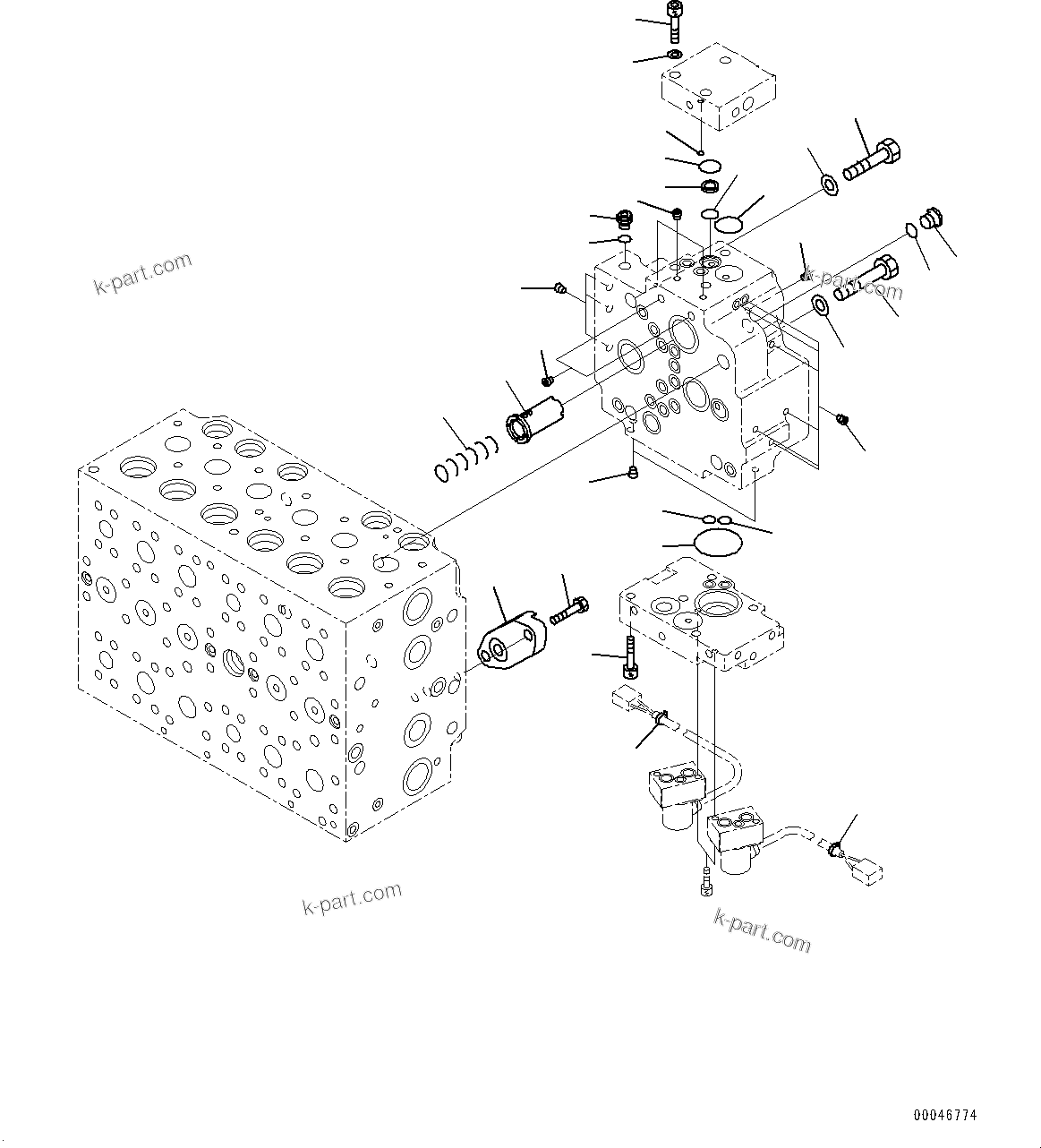 Komatsu parts book diagram for PC228USLC-8 S/N 50001-UP: MAIN CONTROL VALVE, 2-ADDITIONAL ACTUATOR PIPING, FOR EU (14/23)