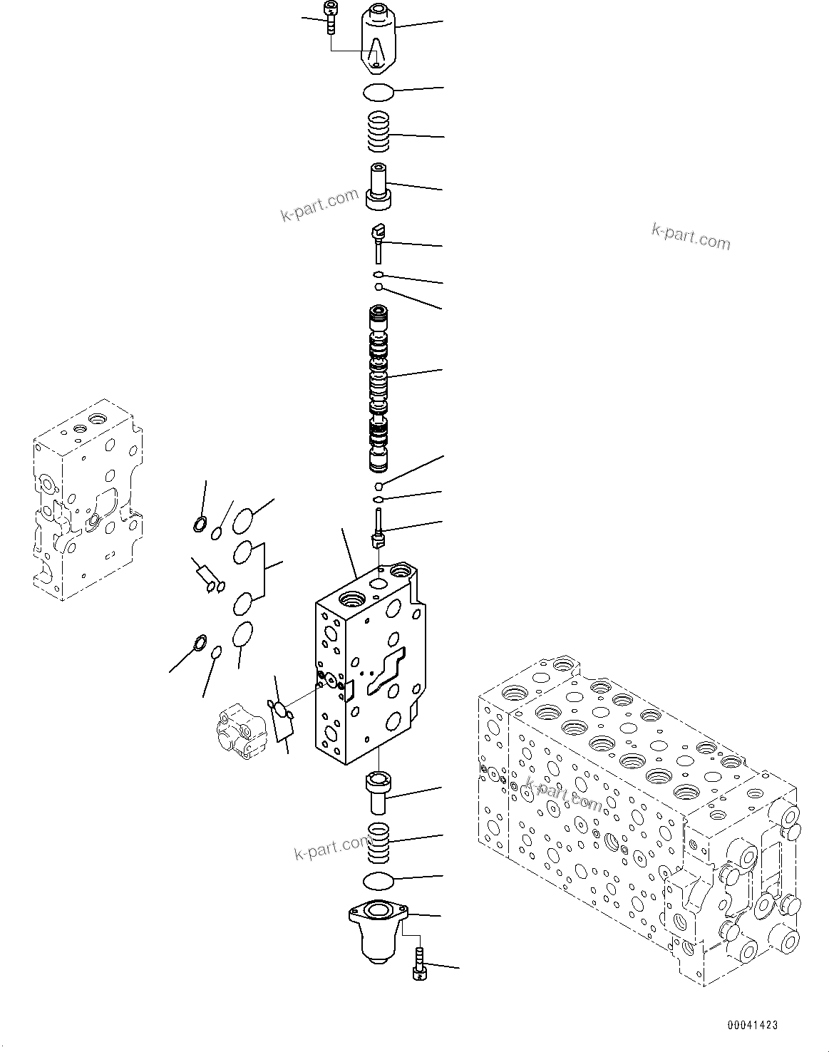 Komatsu parts book diagram for PC228USLC-8 S/N 50001-UP: MAIN CONTROL VALVE, 2-ADDITIONAL ACTUATOR PIPING, FOR EU (20/23)