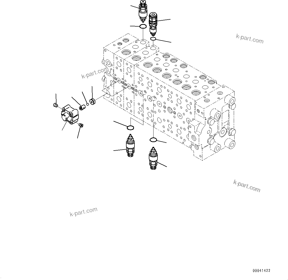 Komatsu parts book diagram for PC228USLC-8 S/N 50001-UP: MAIN CONTROL VALVE, 2-ADDITIONAL ACTUATOR PIPING, FOR EU (22/23)
