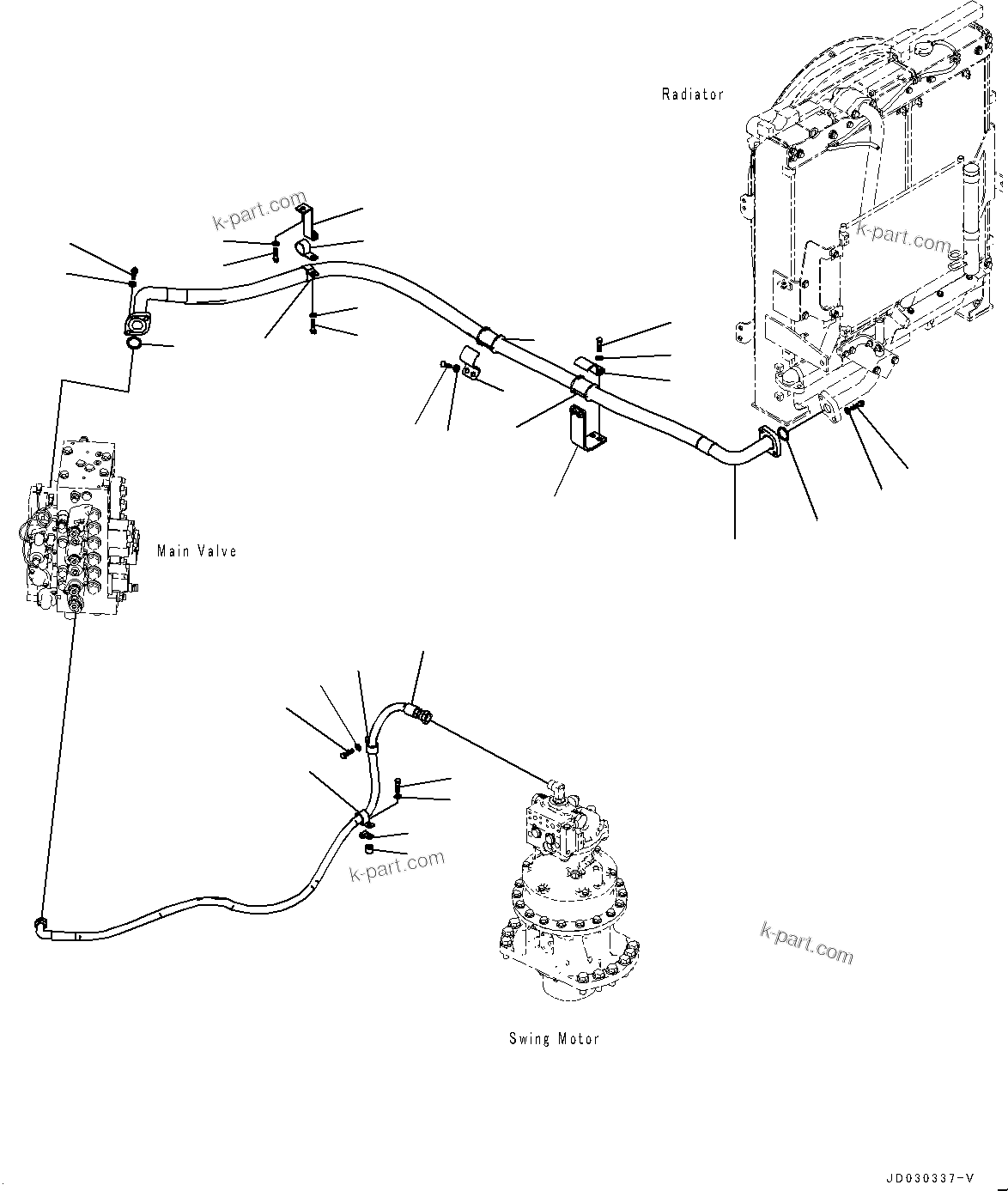 Komatsu parts book diagram for PC228USLC-8 S/N 50001-UP: OIL COOLER PIPING