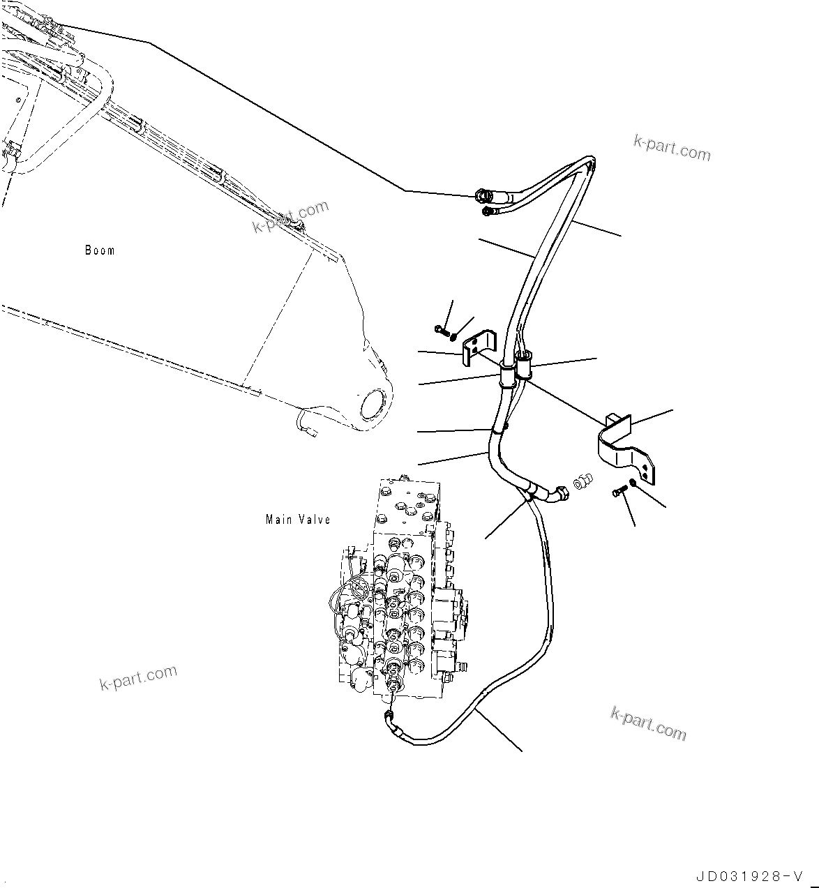 Komatsu parts book diagram for PC228USLC-8 S/N 50001-UP: BURST VALVE PIPING, FOR EU, ARM PIPING