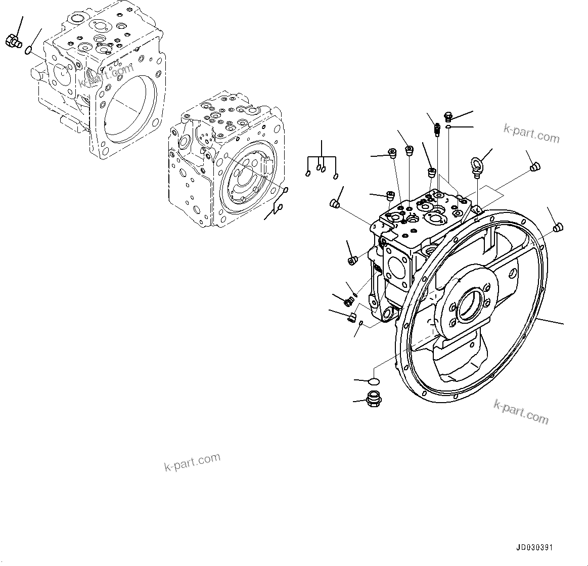 Komatsu parts book diagram for PC228USLC-8 S/N 50001-UP: ATTACHMENT PIPING, 1-ADDITIONAL ACTUATOR PIPING, SHIFT PATTERN SELECTOR VALVE
