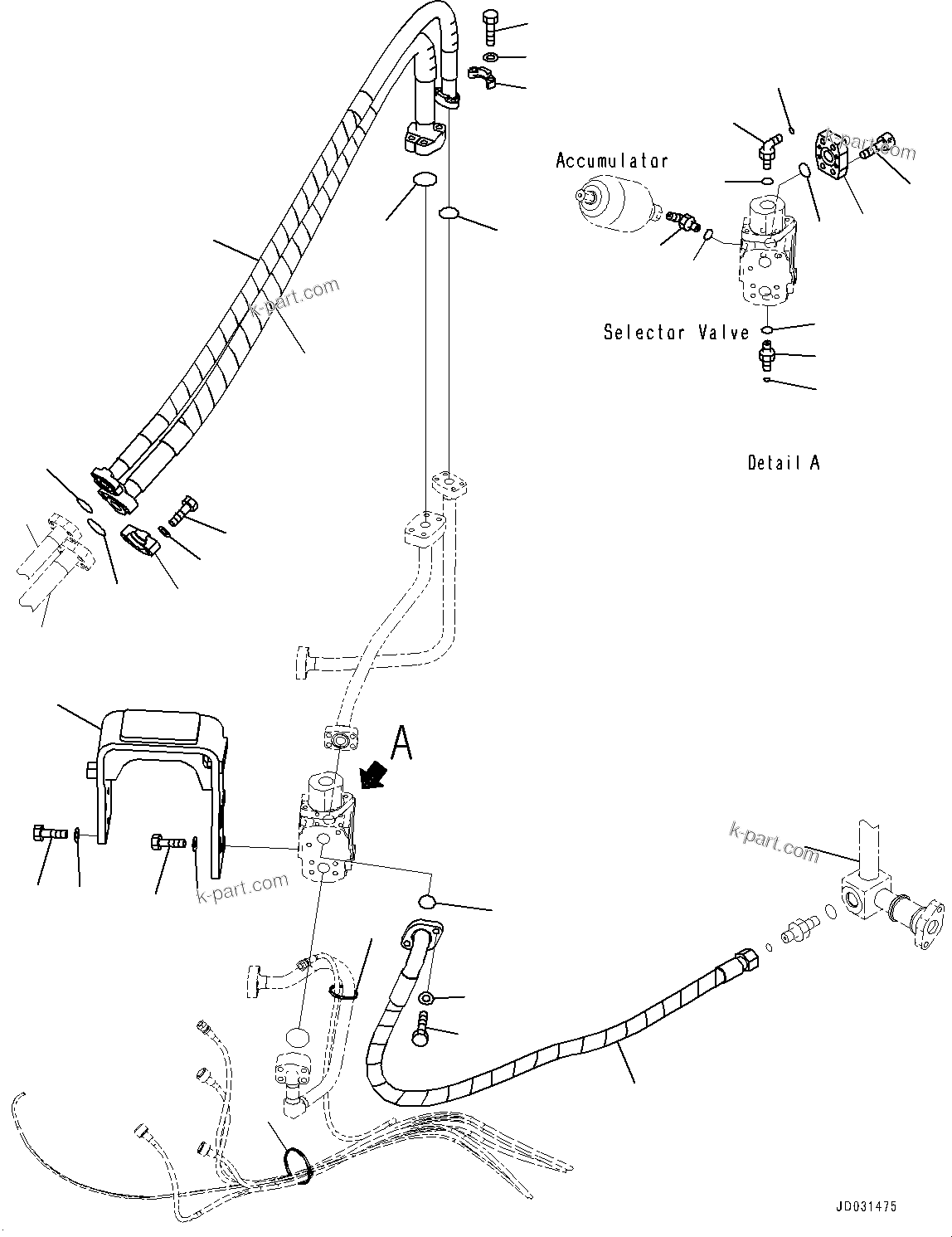 Komatsu parts book diagram for PC228USLC-8 S/N 50001-UP: ATTACHMENT PIPING, 1-ADDITIONAL ACTUATOR PIPING, VALVE MOUNTING