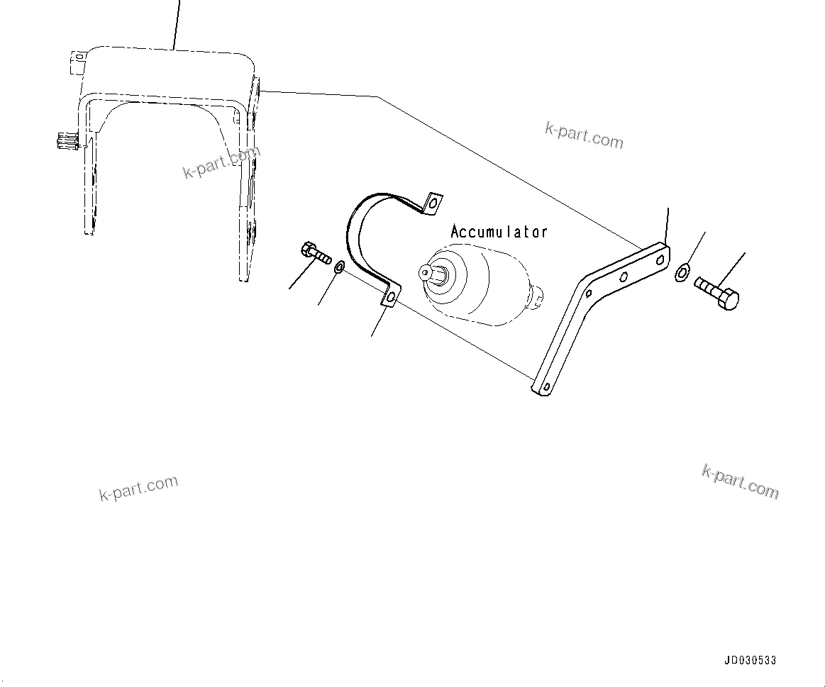 Komatsu parts book diagram for PC228USLC-8 S/N 50001-UP: ATTACHMENT PIPING, 1-ADDITIONAL ACTUATOR PIPING, ACCUMULATOR, MOUNTING