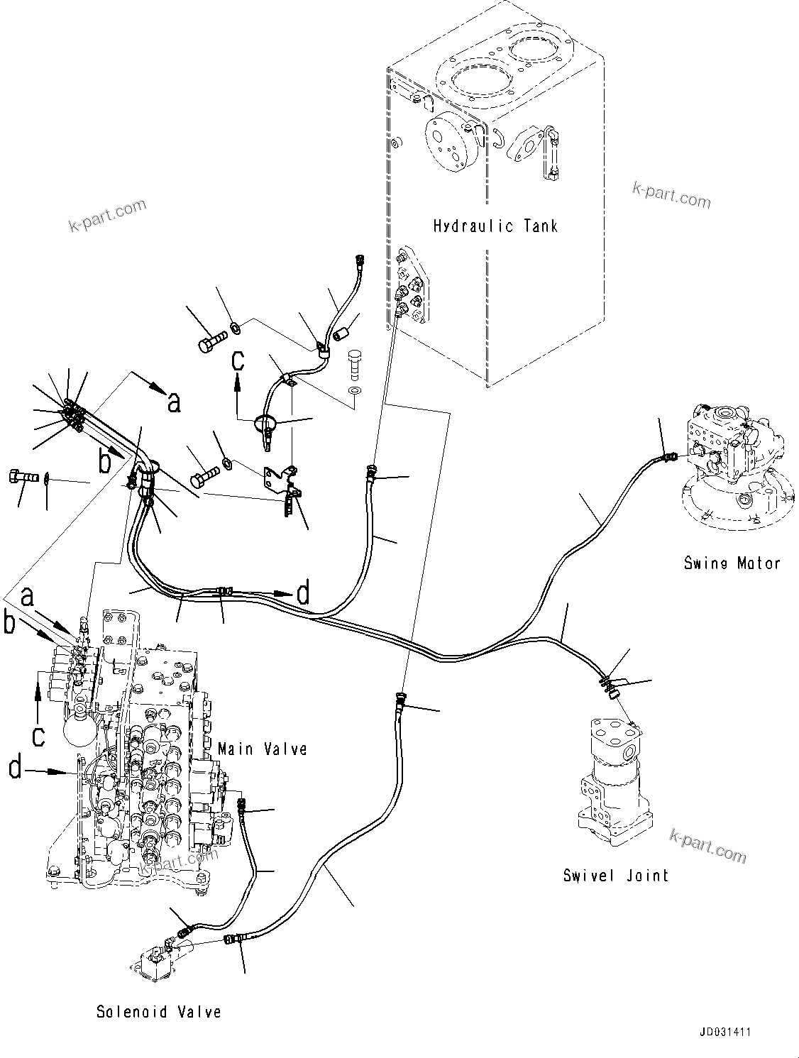 Komatsu parts book diagram for PC228USLC-8 S/N 50001-UP: SOLENOID VALVE PIPING, FOR EU (#50001-50018)
