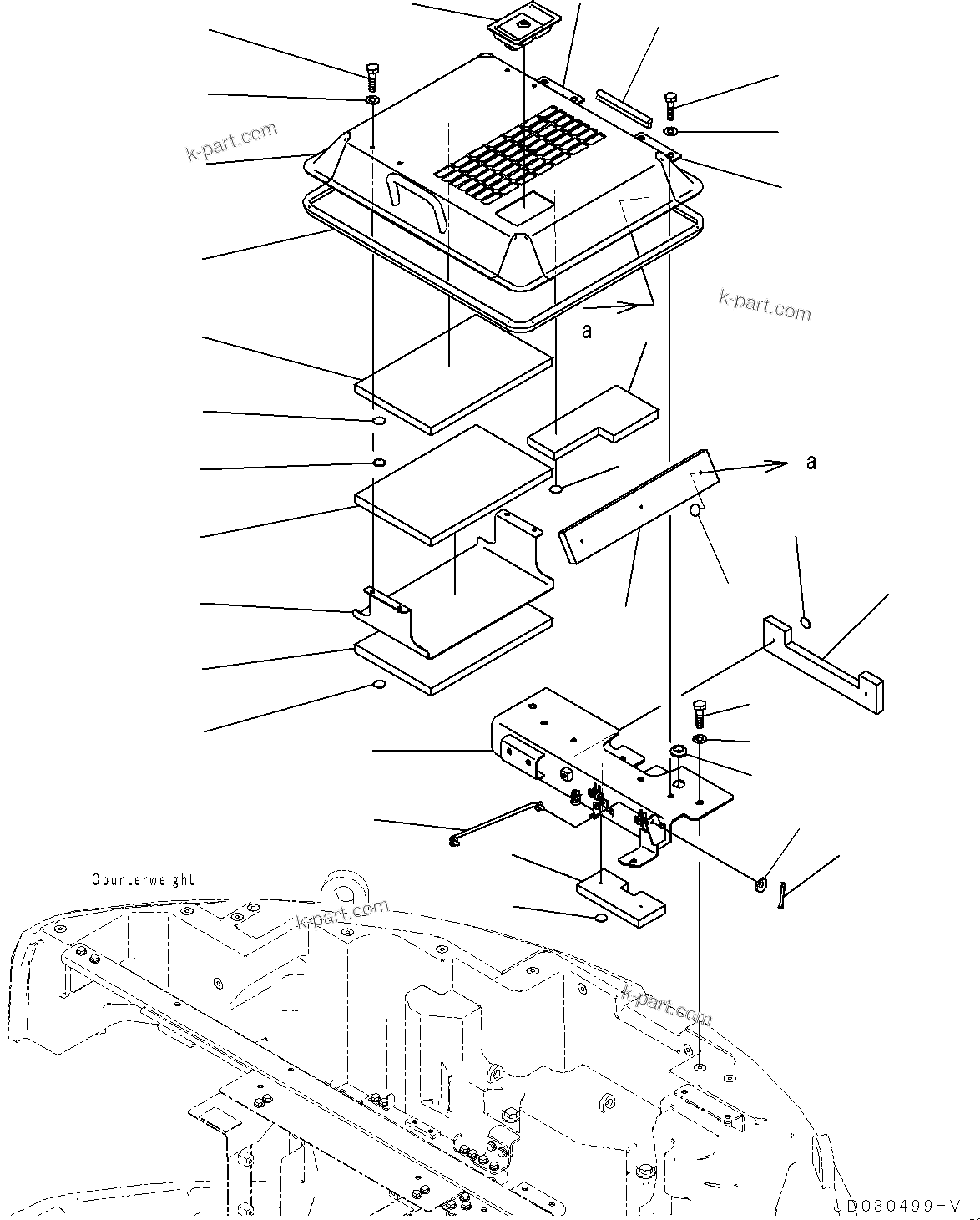Komatsu parts book diagram for PC228USLC-8 S/N 50001-UP: HOOD, WITHOUT PRE-CREANER, HOOD (1/2)