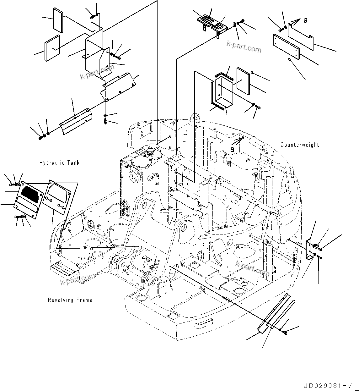 Komatsu parts book diagram for PC228USLC-8 S/N 50001-UP: PARTITION COVER, COVER, FOR EU (3/3) (#50001-50002)