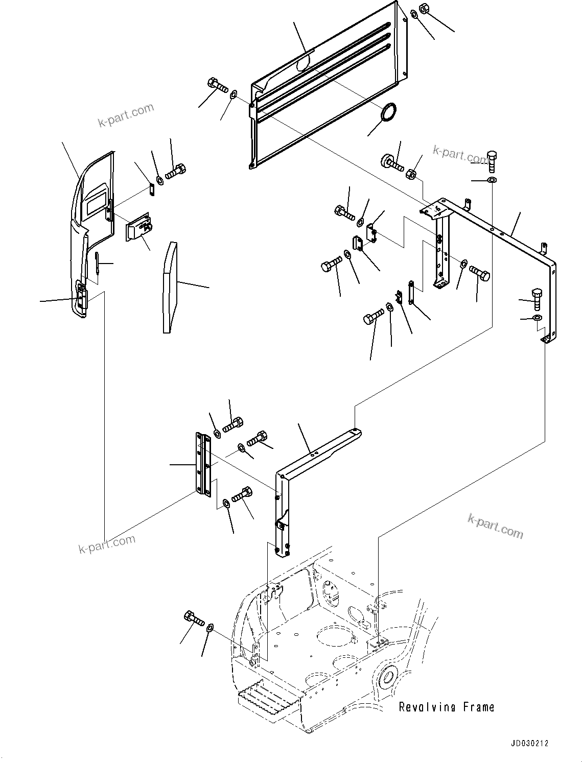 Komatsu parts book diagram for PC228USLC-8 S/N 50001-UP: FRONT COVER, WITH 2-ADDITIONAL ACTUATOR PIPING, ACCUMULATOR, COVER (1/2), FOR EU