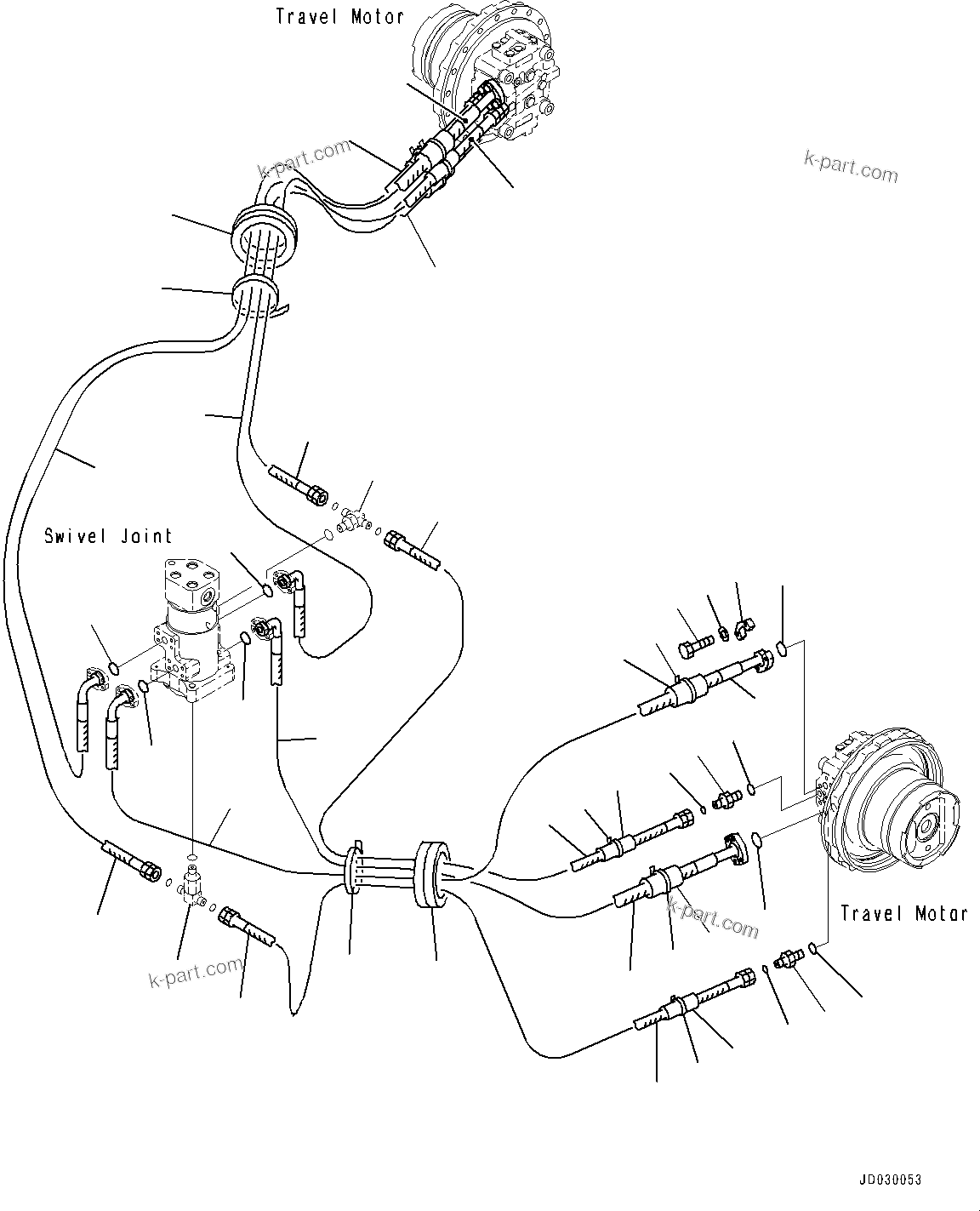 Komatsu parts book diagram for PC228USLC-8 S/N 50001-UP: TRAVEL PIPING
